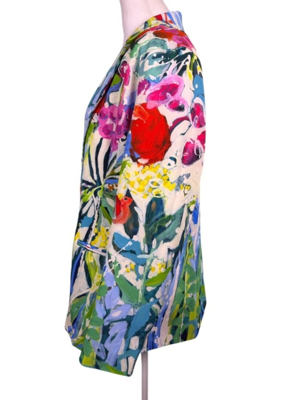 Claire Desjardins XL Colorful Abstract Floral Stretch Lined Blazer Jacket - Picture 4 of 9